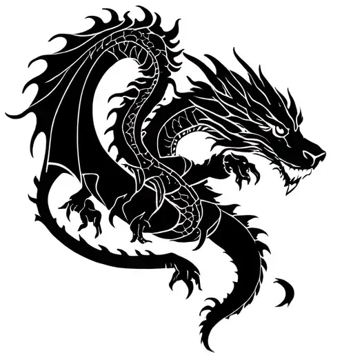 dragon and leo zodiac sign tattoo design idea