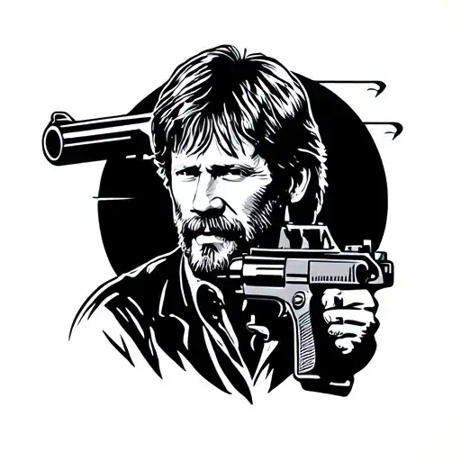 chuck Norris, guns, space, ham radio tattoo design idea
