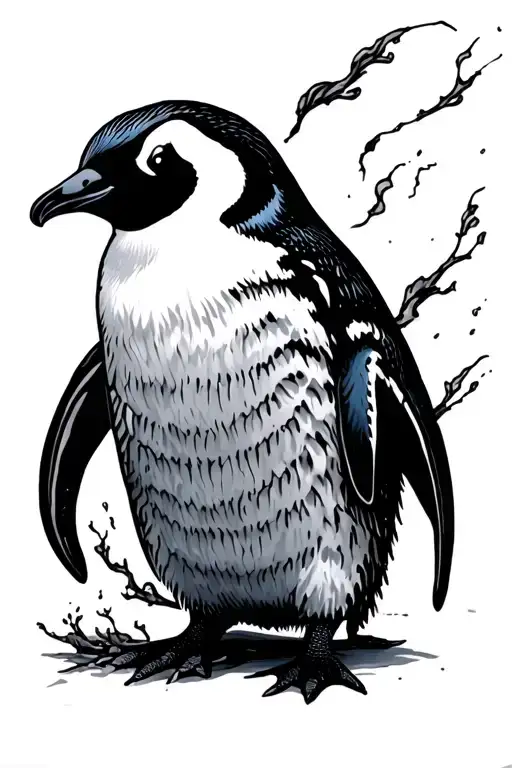 spine, penguin, medium size tattoo tattoo design idea