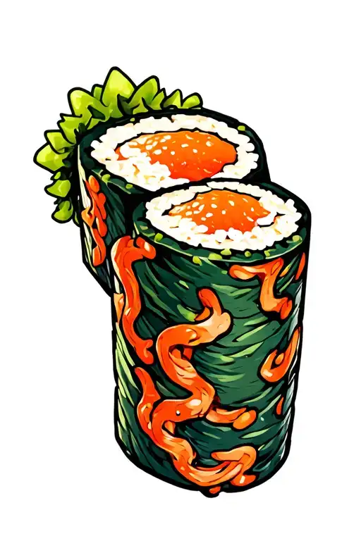 maki sushi roll tattoo design idea
