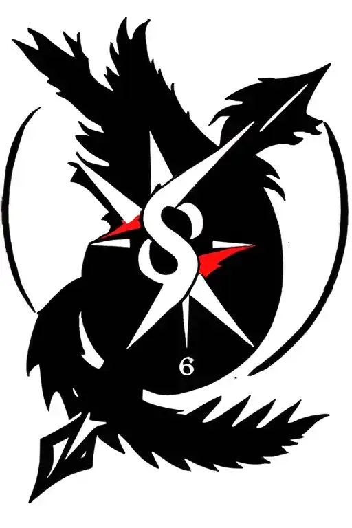 arrow compass names incorporated within tattoo design idea