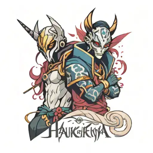 Jhin from league of legends and Haku from spirited away  tattoo design idea