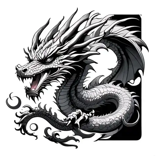 dragon flying tattoo design idea