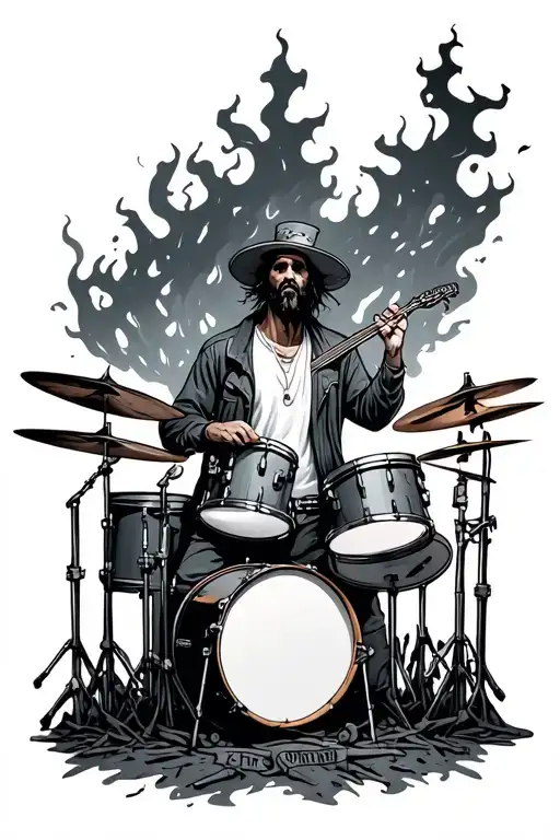 burnt forest rip drummer brother tattoo design idea