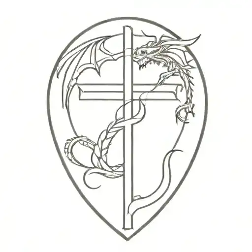 cross with dragon  tattoo design idea