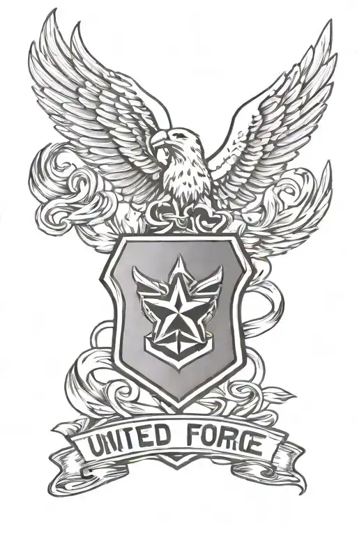 United States Air Force logo with air force dog tag number tattoo design idea