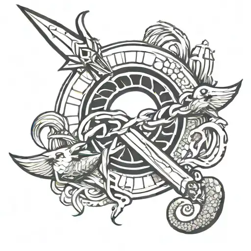 ouroboros stabbed by a dagger tattoo design idea