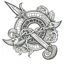 ouroboros stabbed by a dagger tattoo design idea
