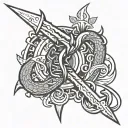 ouroboros stabbed by a dagger tattoo design idea