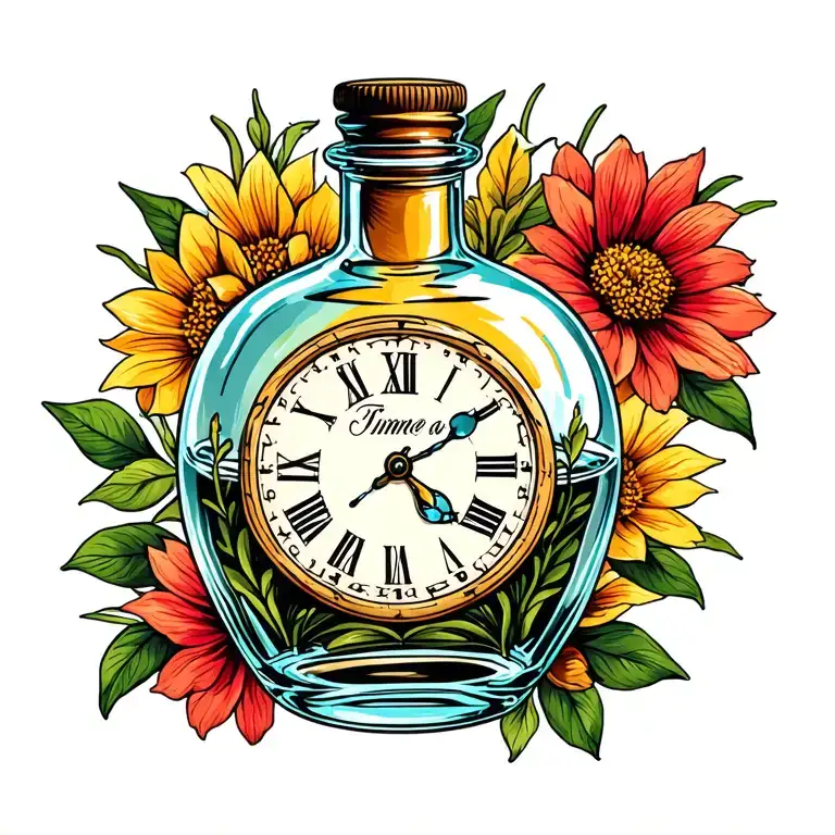 Time In A Bottle tattoo design idea