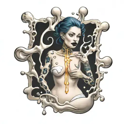 nipples leaking milk tattoo design idea