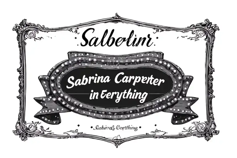 vintage theater sign, written on it "Sabrina Carpenter in Everything" tattoo design idea