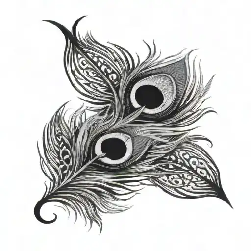 peacock feather tied tattoo design idea