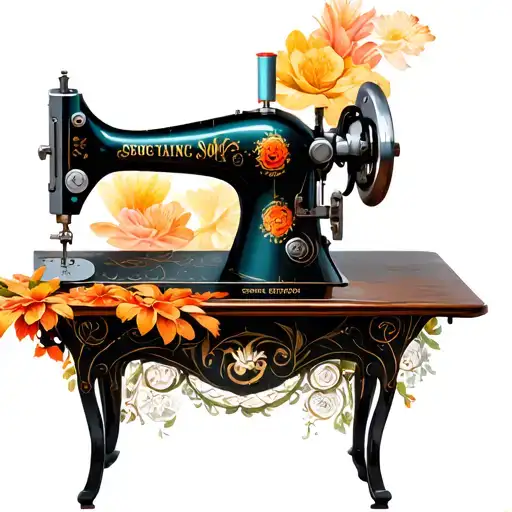 singer sewing machine tattoo design idea