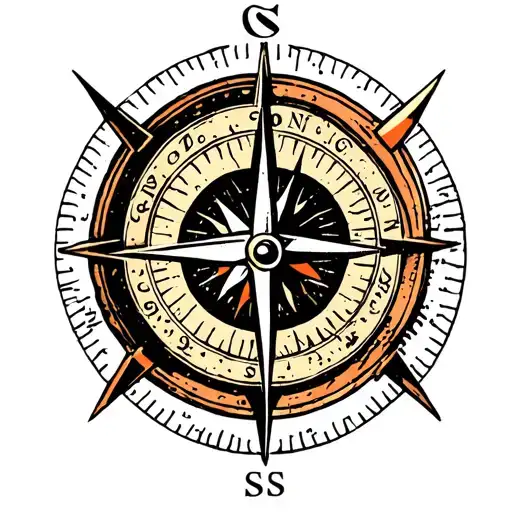 compass and anchor tattoo design idea