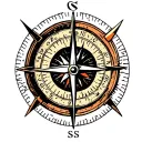 compass and anchor tattoo design idea