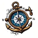 compass and anchor tattoo design idea
