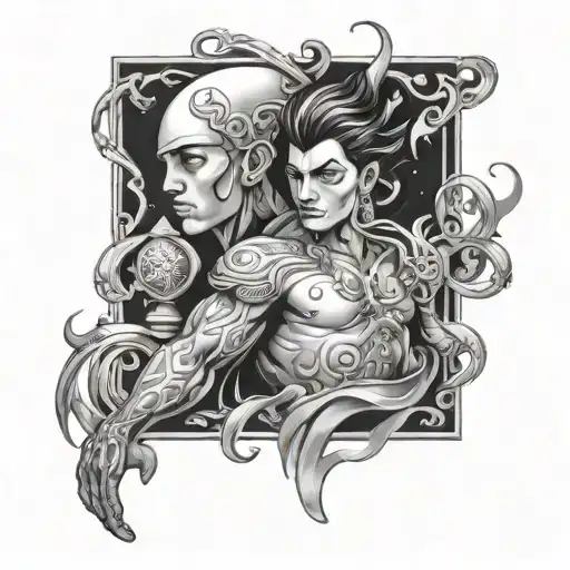 Damon, Aquarius and Baltimore tattoo design idea