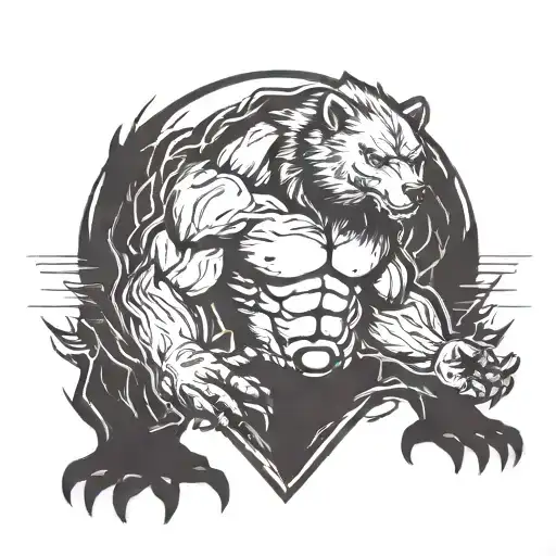 bear gym transformation ultra instinct tattoo design idea