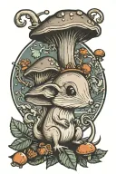  mushroom mouse with acorns tattoo design idea