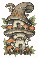  mushroom mouse with acorns tattoo design idea