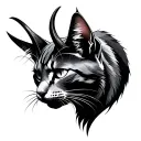 dark cat with devil horns emerging like baphomet tattoo design idea
