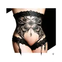 garter thigh tattoo design idea