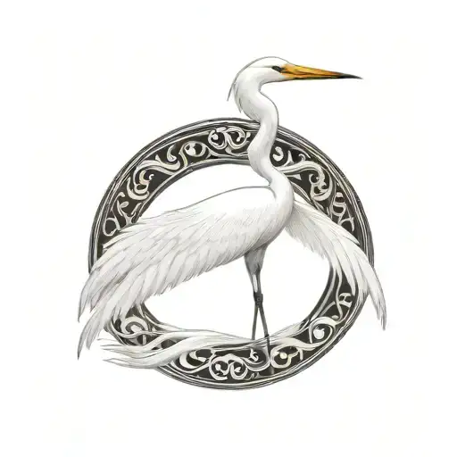 cover up egret tattoo design idea