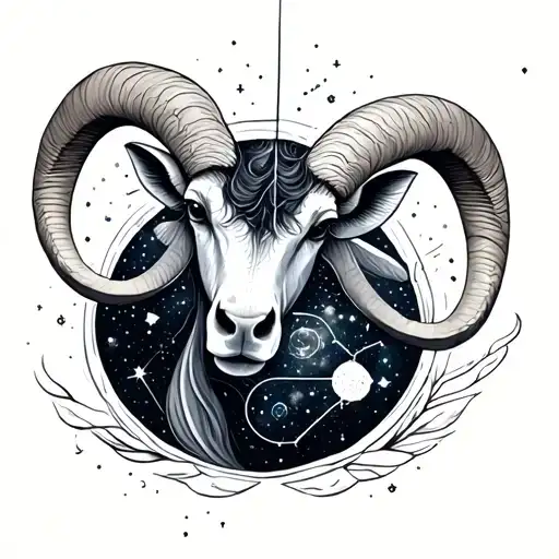 Aries elements with constellations and aquarius elements with constellations together tattoo design idea