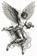 icarus falling angel tattoo design idea