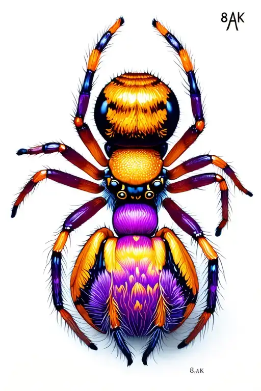 Thai jumping spider purple and gold tattoo design idea