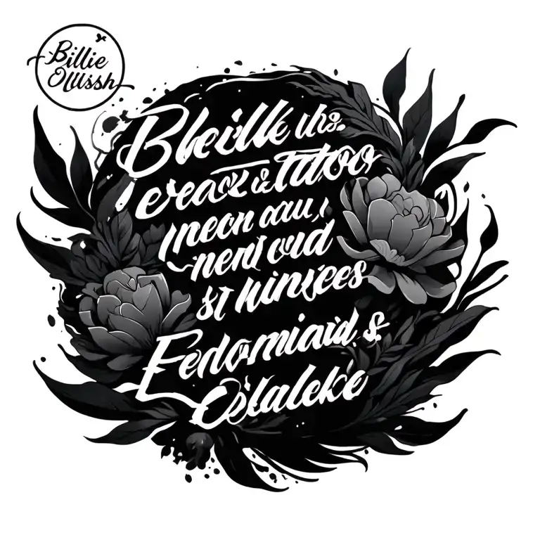 elegant simple ocean themed spine tattoo incorporating Billie eilish lyrics tattoo design idea