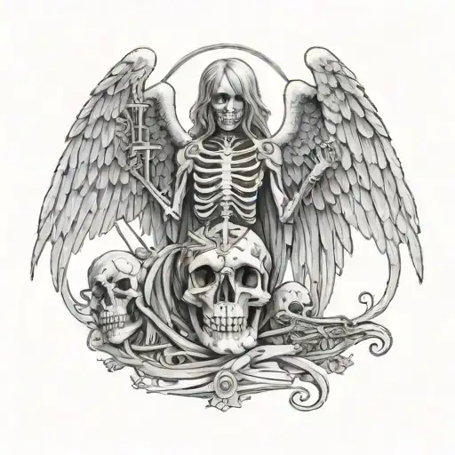 Angels and Skeletons: An angel (inspired by Nirvana's "In Utero" album) could be compared to a classic skeleton from Guns N tattoo design idea