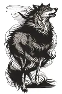 loner, wolf standing tattoo design idea