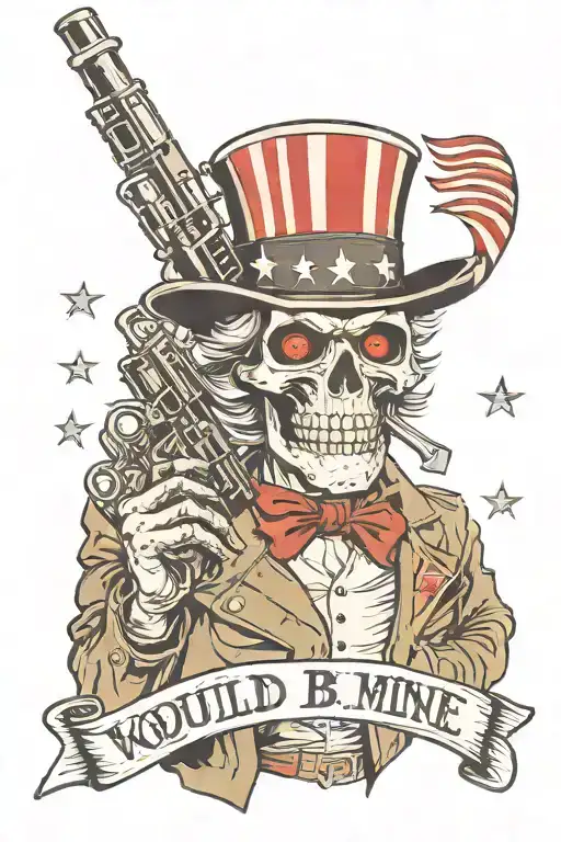 terminator styled like world war 2 uncle Sam poster that says "you could be mine" tattoo design idea