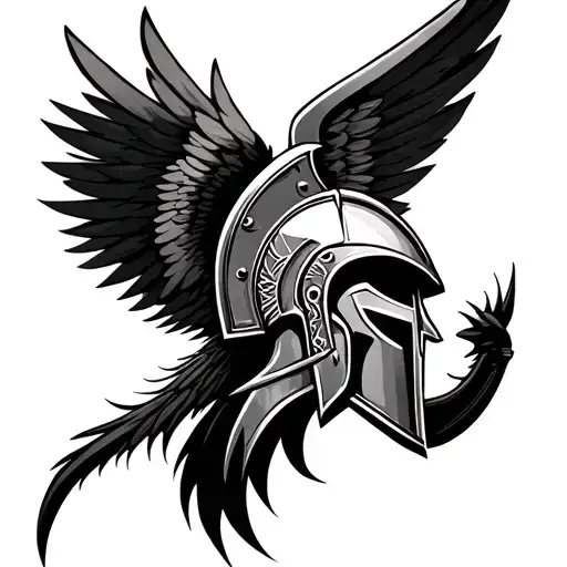 Spartan warrior wings protecting tattoo design idea