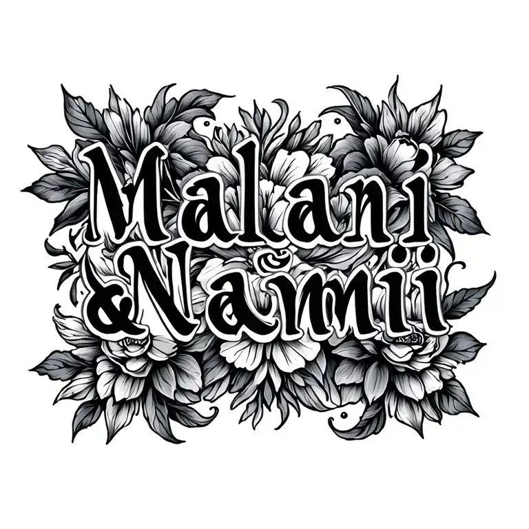 Malani and Naomi script font tattoo design idea