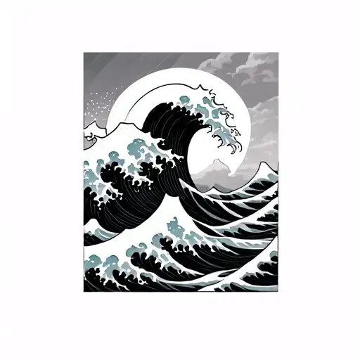 Three Waves Inspired by Hokusai’s Art tattoo design idea