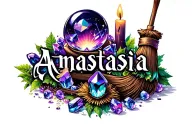The name Anastasia but I want it to look witchy with crystals and a crystal ball, candles, broom ect tattoo design idea