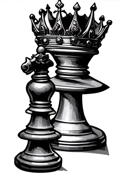 king crown with later k and chess king chess piece tattoo design idea
