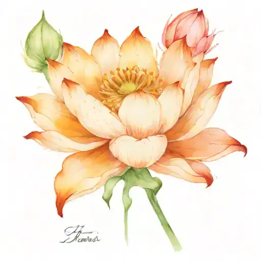 japanese lotus flower with satori written beneath it tattoo design idea