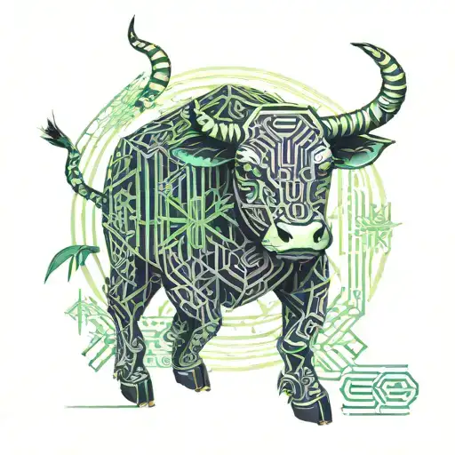 ox with bamboo surronded by bamboo representing vietnam  tattoo design idea