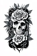 rectangle w the initails mjh in stencil tattoo design idea