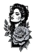 rectangle w the initails mjh in stencil tattoo design idea