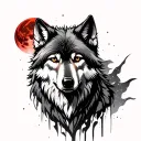 Wolf and bloodmoon  tattoo design idea