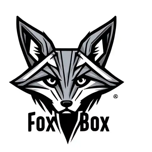 "Fox Box" "Fox Box" "Fox Box" "Fox Box" "Fox Box" Mechanical fox head logo. Low detail, simple design. tattoo design idea