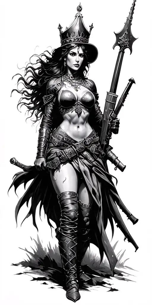 Infantry Queen of Battle scene tattoo design idea