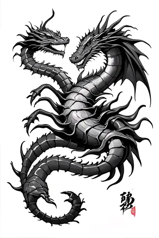 dragon and scorpion in my leg sleeve tattoo design idea