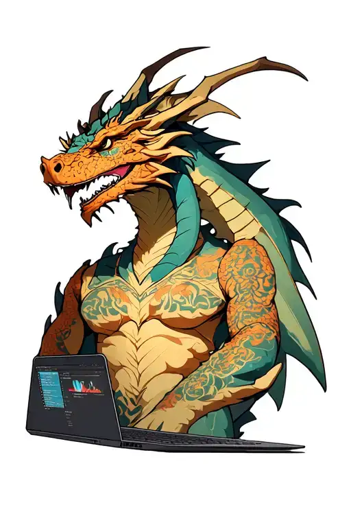 Skyrim dragon language Programmer with laptop tattoo design idea