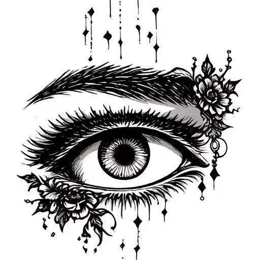 Gothic eye with eyeline tattoo design idea